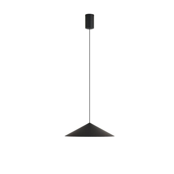 Luminária pendente LED CONO preta Ø30cm 10W 3000K estilo contemporâneo dimerizável TRIAC