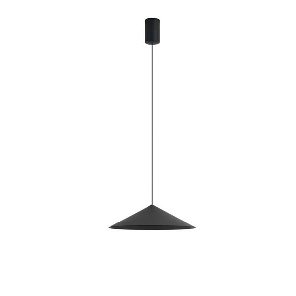 Luminária pendente LED CONO preta Ø30cm 10W 3000K estilo contemporâneo dimerizável TRIAC