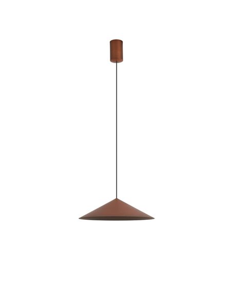 Luminária de teto pendente LED CONE em cobre Ø30cm 10W 3000K luz quente dimerizável TRIAC