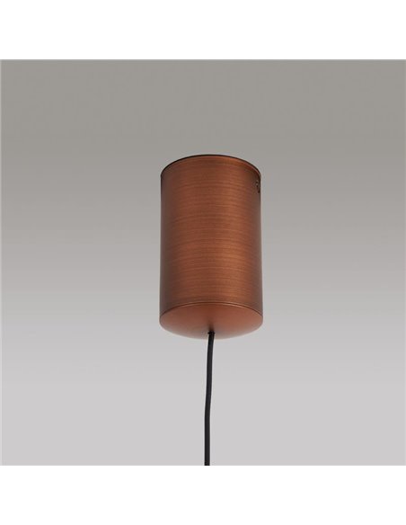 Luminária de teto pendente LED CONE em cobre Ø30cm 10W 3000K luz quente dimerizável TRIAC