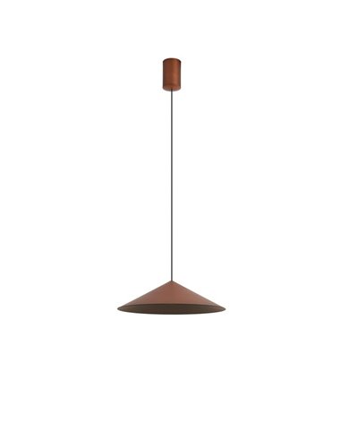 Luminária de teto pendente LED CONE em cobre Ø30cm 10W 3000K luz quente dimerizável TRIAC