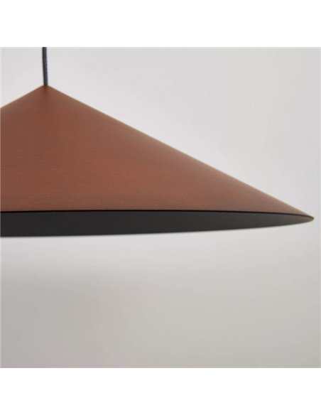 Luminária de teto pendente LED CONE em cobre Ø30cm 10W 3000K luz quente dimerizável TRIAC