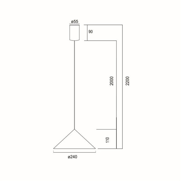 Lámpara de techo colgante LED CONO negro Ø24cm, cónica 10W 3000K regulable TRIAC