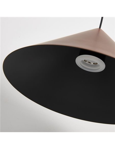 Suspension LED CONE en cuivre Ø24cm, forme conique 10W 3000K, dimmable TRIAC