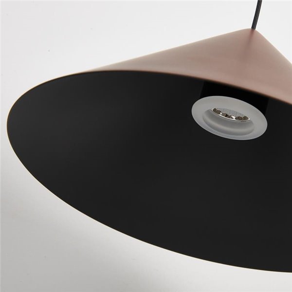Suspension LED CONE en cuivre Ø24cm, forme conique 10W 3000K, dimmable TRIAC