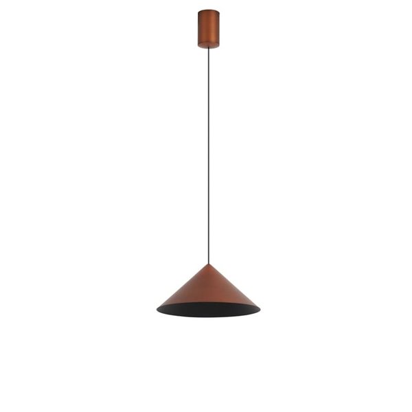 Suspension LED CONE en cuivre Ø24cm, forme conique 10W 3000K, dimmable TRIAC