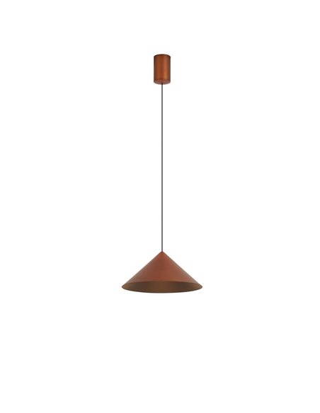 Lámpara de techo colgante LED CONO cobre Ø24cm, forma cónica 10W 3000K regulable TRIAC