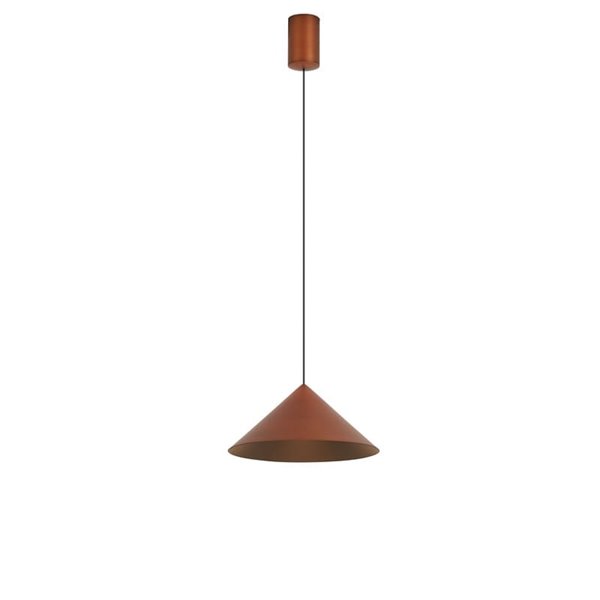 Lámpara de techo colgante LED CONO cobre Ø24cm, forma cónica 10W 3000K regulable TRIAC