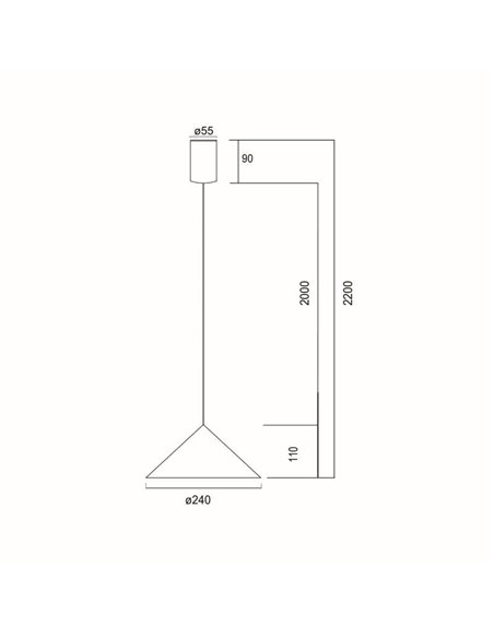 Lámpara de techo colgante LED CONO cobre Ø24cm, forma cónica 10W 3000K regulable TRIAC