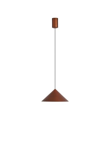 Suspension LED CONE en cuivre Ø24cm, forme conique 10W 3000K, dimmable TRIAC