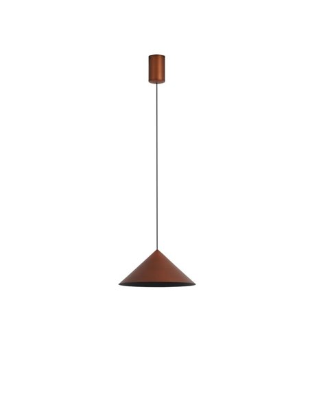 Lámpara de techo colgante LED CONO cobre Ø24cm, forma cónica 10W 3000K regulable TRIAC