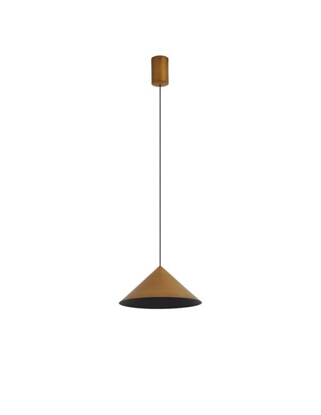 Luminária pendente de teto LED CONE em couro Ø24cm 3000K, moderna, 10W, dimerizável, TRIAC