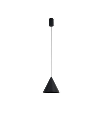 Luminária de teto pendente LED CONE preta Ø18cm 10W 3000K, design moderno, dimerizável TRIAC