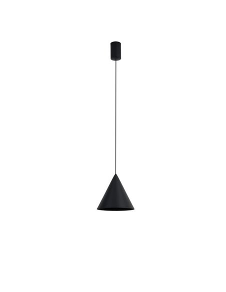Lámpara de techo colgante LED CONO negro Ø18cm 10W 3000K, diseño moderno regulable TRIAC