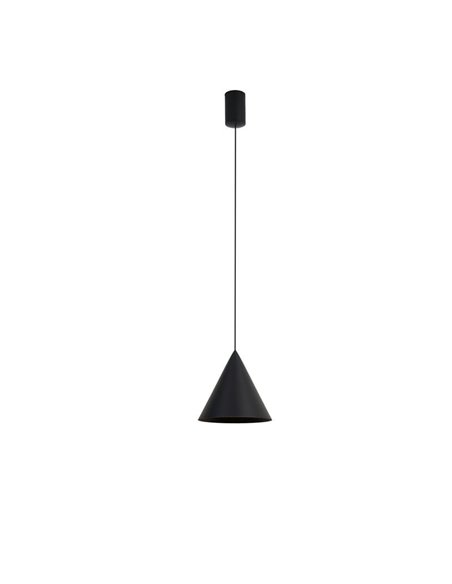 Suspension LED CONE noire Ø18cm 10W 3000K, design moderne, dimmable TRIAC