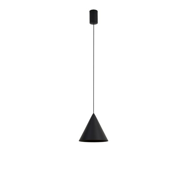 Luminária de teto pendente LED CONE preta Ø18cm 10W 3000K, design moderno, dimerizável TRIAC