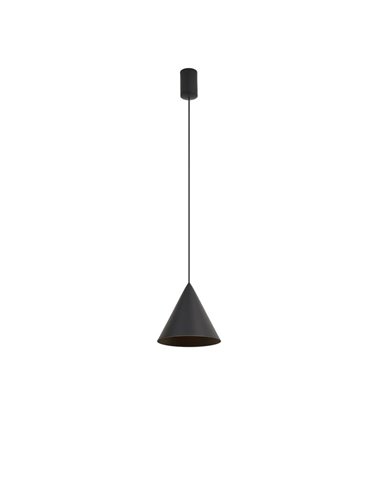 Luminária de teto pendente LED CONE preta Ø18cm 10W 3000K, design moderno, dimerizável TRIAC