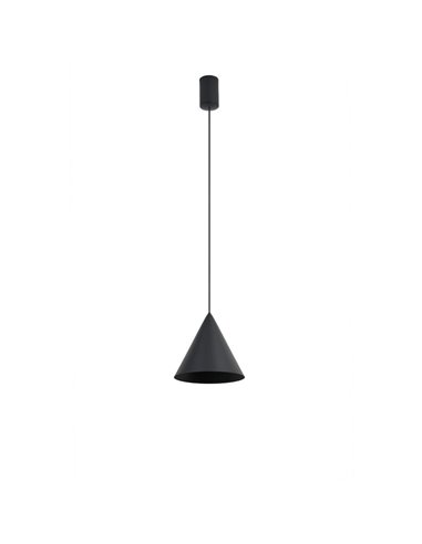 Luminária de teto pendente LED CONE preta Ø18cm 10W 3000K, design moderno, dimerizável TRIAC