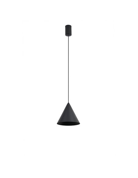 Luminária de teto pendente LED CONE preta Ø18cm 10W 3000K, design moderno, dimerizável TRIAC