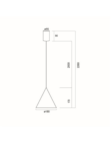 Suspension LED CONE noire Ø18cm 10W 3000K, design moderne, dimmable TRIAC