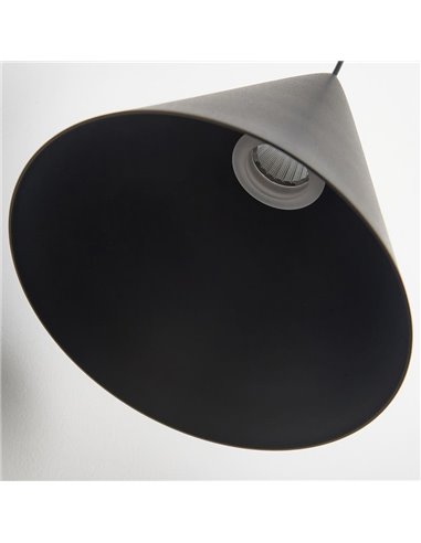 Suspension LED CONE noire Ø18cm 10W 3000K, design moderne, dimmable TRIAC