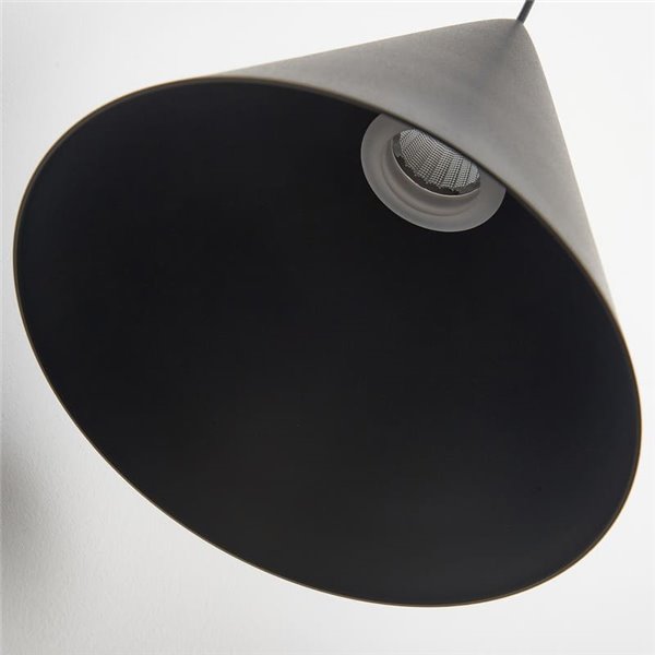 Luminária de teto pendente LED CONE preta Ø18cm 10W 3000K, design moderno, dimerizável TRIAC