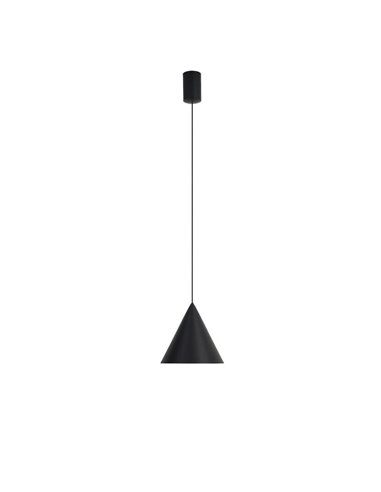 Luminária de teto pendente LED CONE preta Ø18cm 10W 3000K, design moderno, dimerizável TRIAC