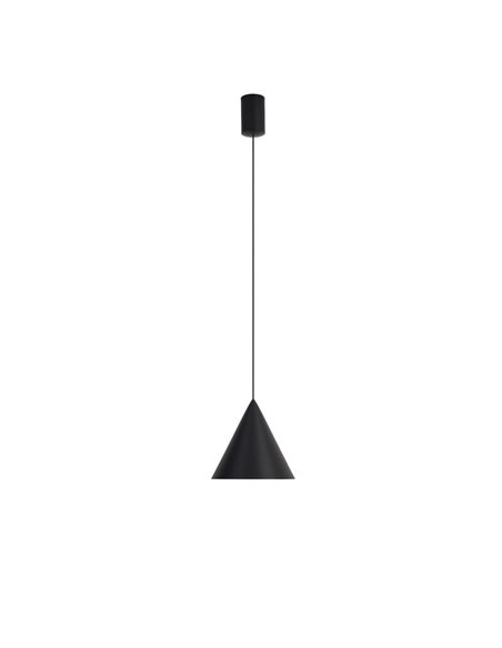 Suspension LED CONE noire Ø18cm 10W 3000K, design moderne, dimmable TRIAC