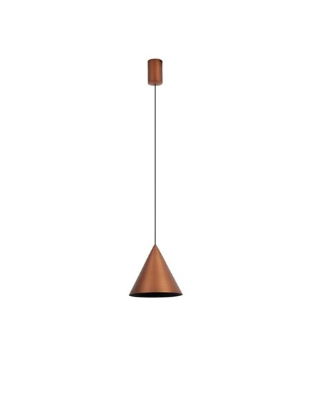 Lámpara de techo colgante LED cónico 10W CONO cobre Ø18cm, 3000K diseño moderno y regulable TRIAC