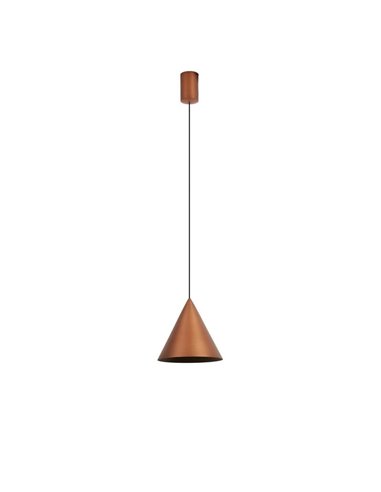 Lámpara de techo colgante LED cónico 10W CONO cobre Ø18cm, 3000K diseño moderno y regulable TRIAC
