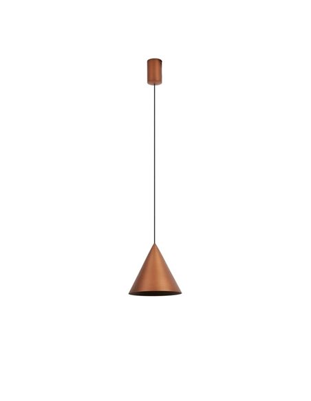 Lámpara de techo colgante LED cónico 10W CONO cobre Ø18cm, 3000K diseño moderno y regulable TRIAC