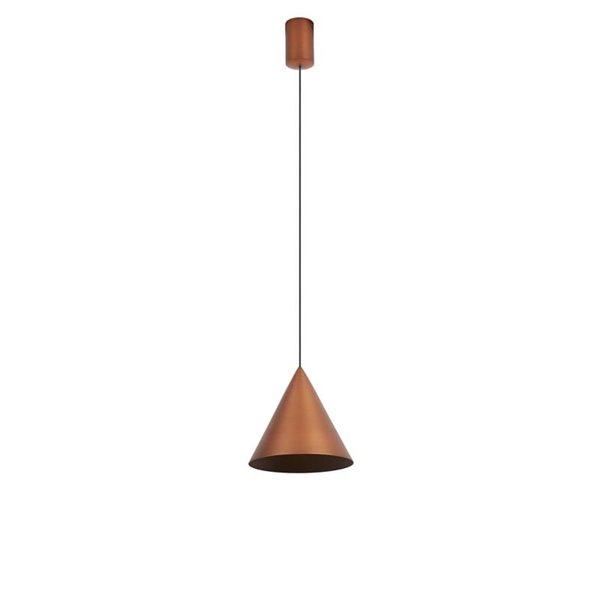Lámpara de techo colgante LED cónico 10W CONO cobre Ø18cm, 3000K diseño moderno y regulable TRIAC