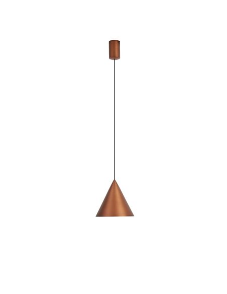 Lámpara de techo colgante LED cónico 10W CONO cobre Ø18cm, 3000K diseño moderno y regulable TRIAC