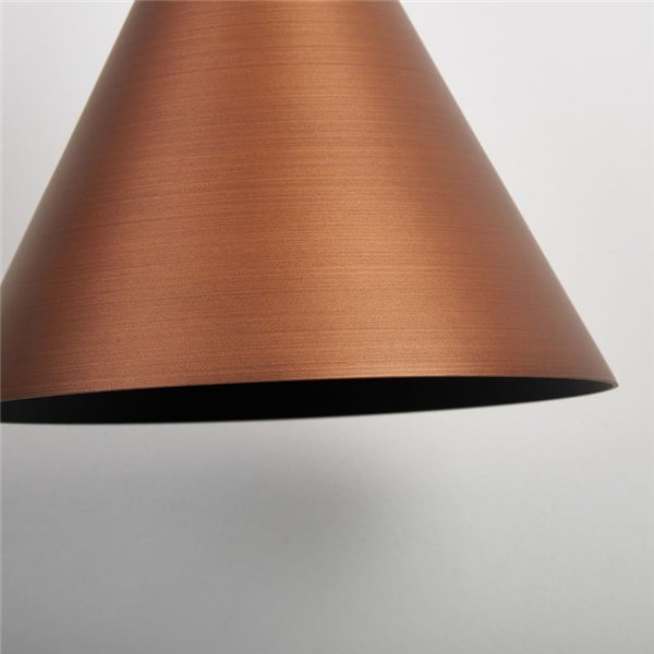Suspension LED conique 10 W, cône en cuivre Ø 18 cm, 3000 K, design moderne et variateur TRIAC