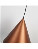 Suspension LED conique 10 W, cône en cuivre Ø 18 cm, 3000 K, design moderne et variateur TRIAC