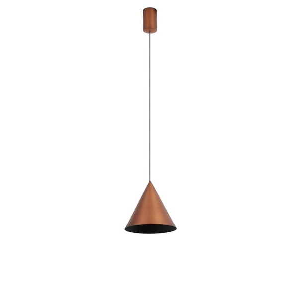 Lámpara de techo colgante LED cónico 10W CONO cobre Ø18cm, 3000K diseño moderno y regulable TRIAC