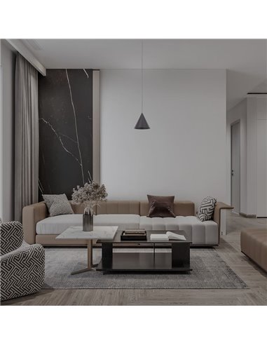 Suspension conique LED CONO 10W cuir Ø18cm 3000K à intensité focalisée et dimmable TRIAC