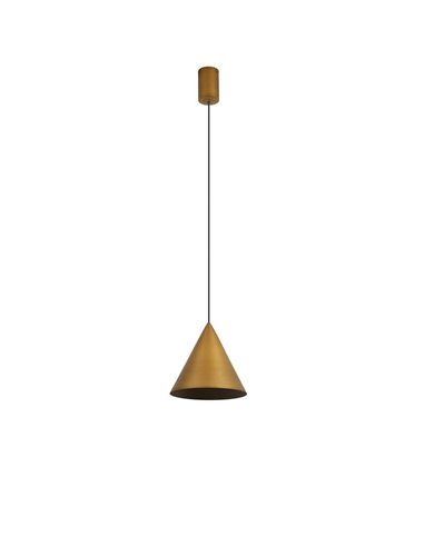 Lámpara de techo colgante LED cónico CONO 10W cuero Ø18cm 3000K luz focal y regulable TRIAC