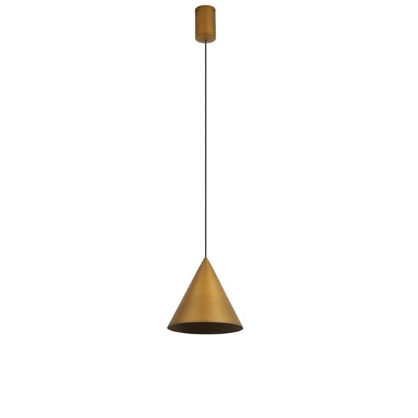 Lámpara de techo colgante LED cónico CONO 10W cuero Ø18cm 3000K luz focal y regulable TRIAC