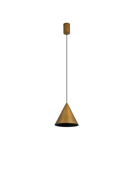 Lámpara de techo colgante LED cónico CONO 10W cuero Ø18cm 3000K luz focal y regulable TRIAC