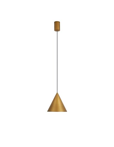 Lámpara de techo colgante LED cónico CONO 10W cuero Ø18cm 3000K luz focal y regulable TRIAC