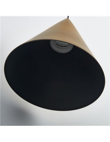 Lámpara de techo colgante LED cónico CONO 10W cuero Ø18cm 3000K luz focal y regulable TRIAC