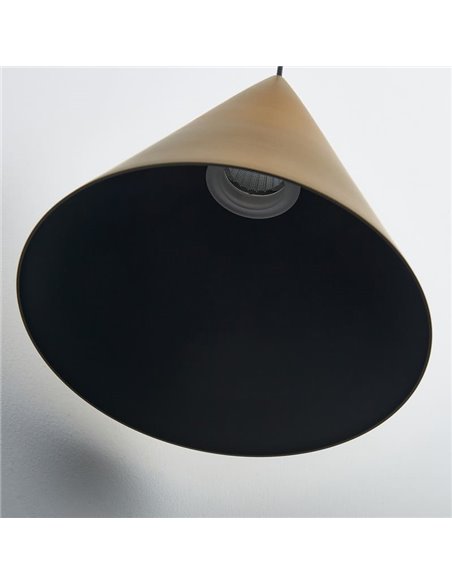 Luminária de teto pendente cônica LED CONO 10W em couro Ø18cm 3000K com foco ajustável e dimerizável TRIAC