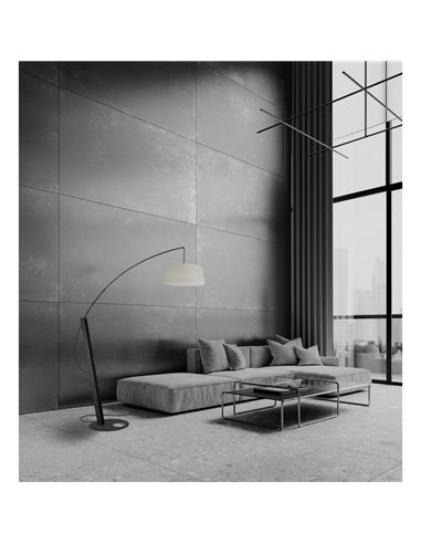 Lampadaire RUTI et RICCA couleur crème, tissu et acier