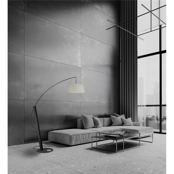 Lampadaire RUTI et RICCA couleur crème, tissu et acier