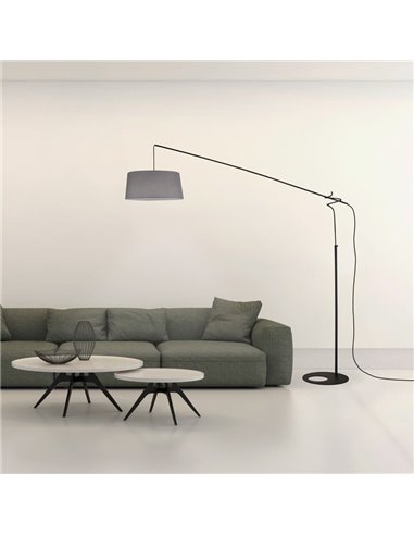 Abat-jour gris pour lampadaire RUTI et RICCA, tissu et acier