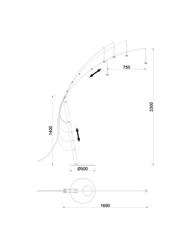 Pie de salón LED RICCA negro, bombilla E27 incluida 30W CTT 2700-3200-4000K, sin pantalla