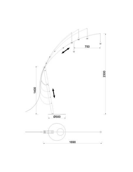 Pie de salón LED RICCA negro, bombilla E27 incluida 30W CTT 2700-3200-4000K, sin pantalla