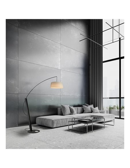 Lampadaire LED noir RICCA, ampoule E27 incluse 30 W CTT 2700-3200-4000 K, sans abat-jour