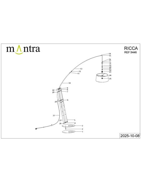 Luminária de chão LED preta RICCA, lâmpada E27 inclusa, 30W CTT 2700-3200-4000K, sem cúpula.
